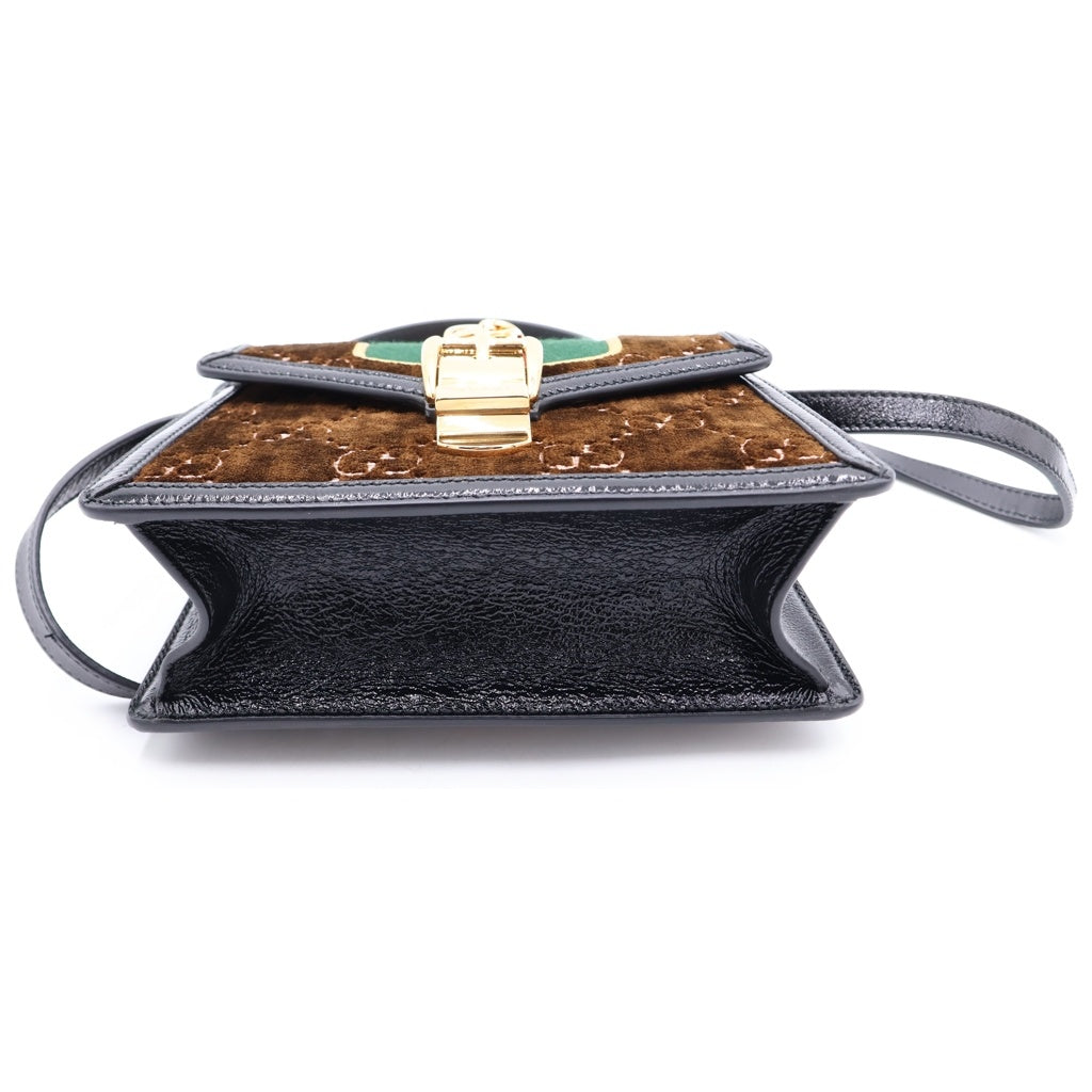 GUCCI(グッチ) シルヴィ シェリーライン ベルベット ベロア レザー ゴールド金具 2WAY ハンドバッグ ショルダーバッグ ブラウン 493075 レディース