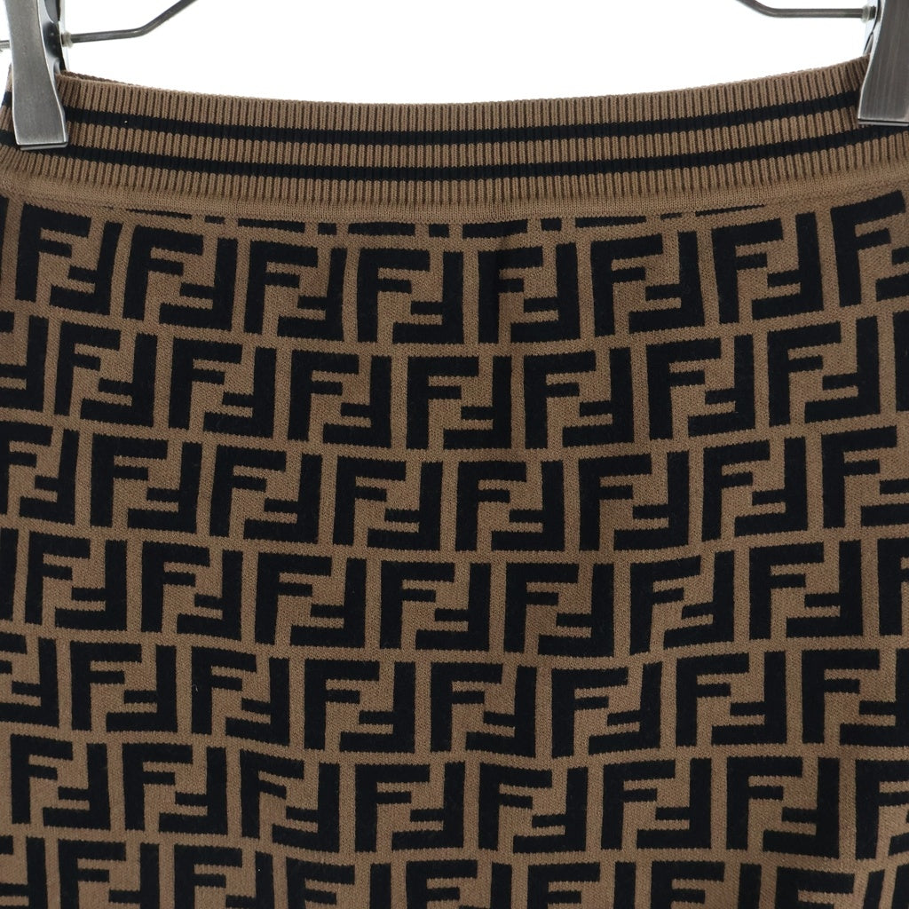 FENDI(フェンディ) ズッカ総柄ジャガード ニット ショート スカート ブラウン レディース キッズ JFG070 AEYD