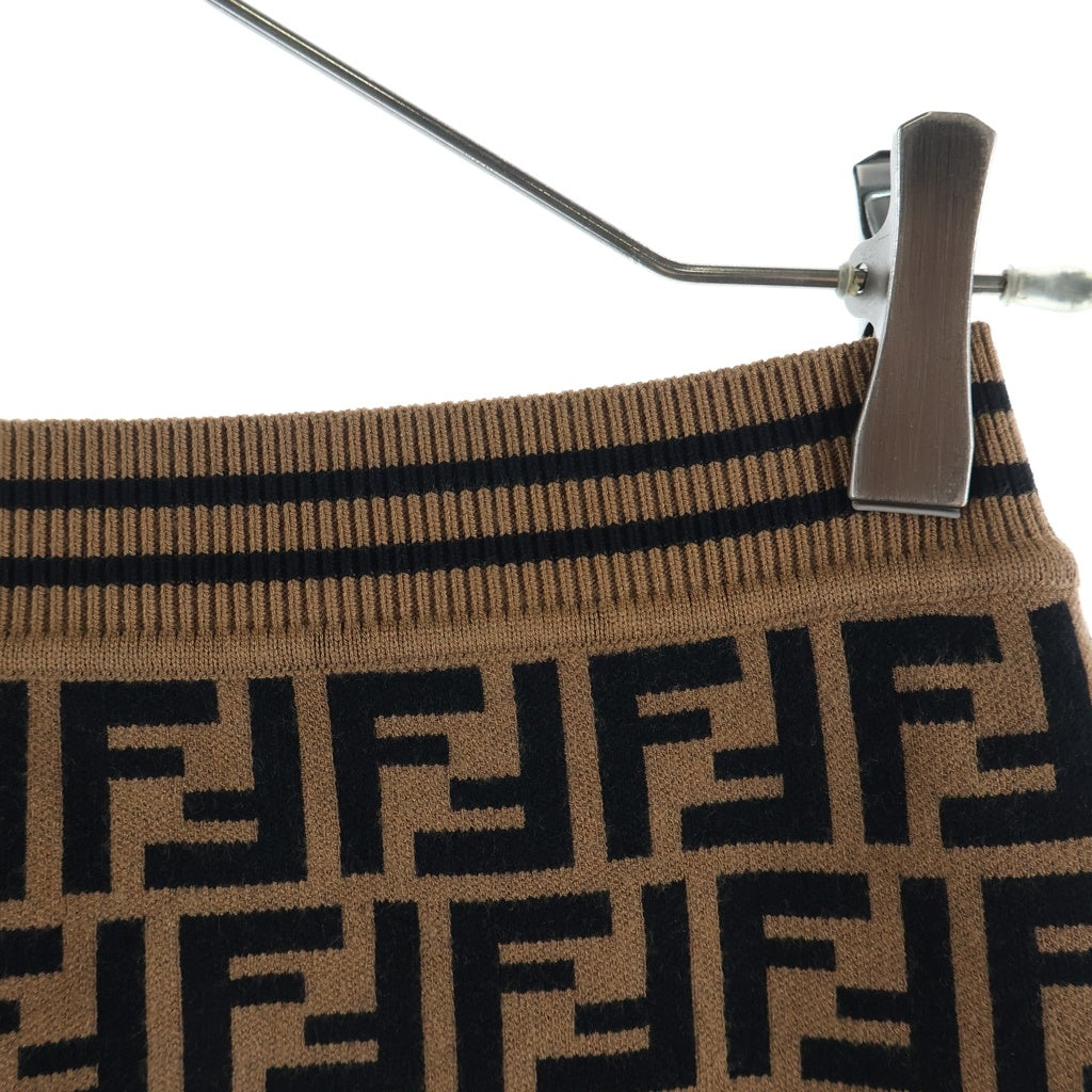 FENDI(フェンディ) ズッカ総柄ジャガード ニット ショート スカート ブラウン レディース キッズ JFG070 AEYD