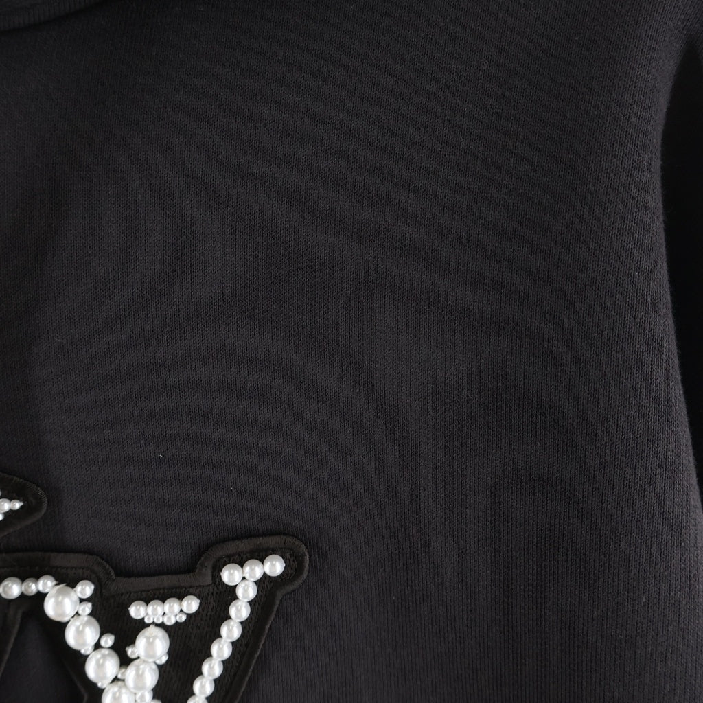 LOUIS VUITTON(ルイヴィトン) 25SS パールエンベリッシュド プルオーバー スウェットパーカー フーディー ブラウン RM251M ZA8 HSY92W