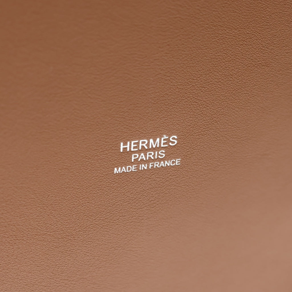 HERMES(エルメス) ガーデンピクニックPM ゴールド ナチュラルラタン ラフィア ヴォースイフト レザー カゴ ハンドバッグ ベージュ/ブラウン U刻印 レディース