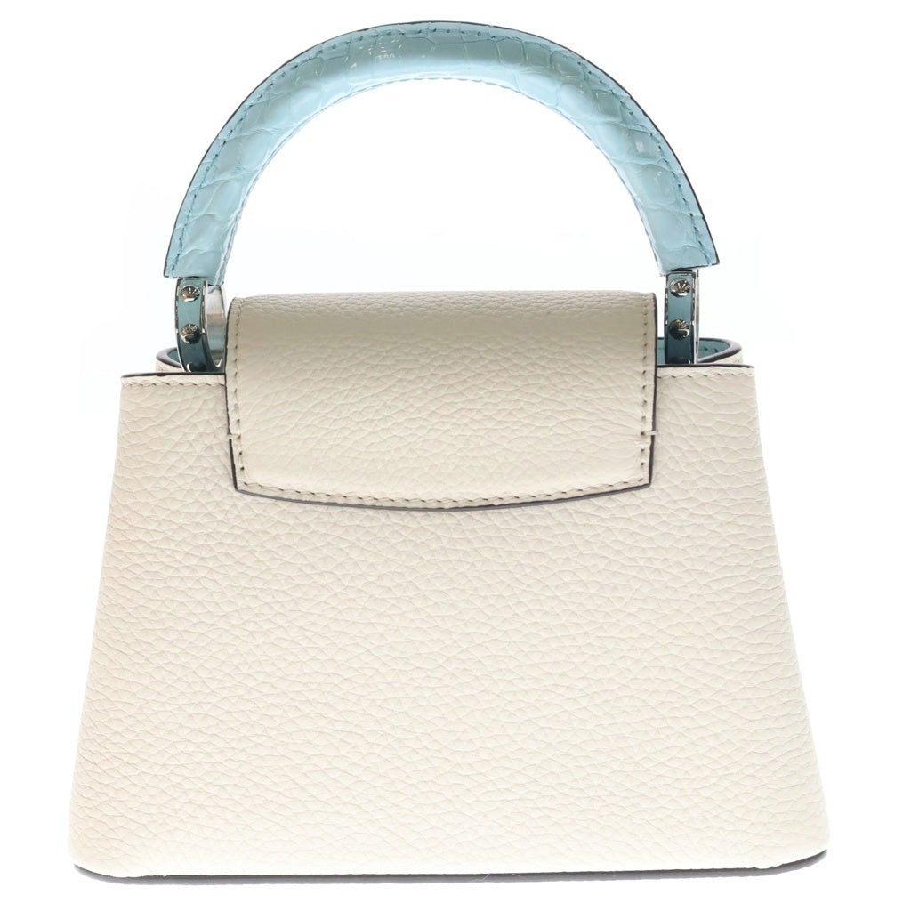 LOUIS VUITTON(ルイヴィトン) カプシーヌミニ ハンド ショルダーバッグ クロコダイル カーフレザー ホワイト/ライトブルー RFID レディース