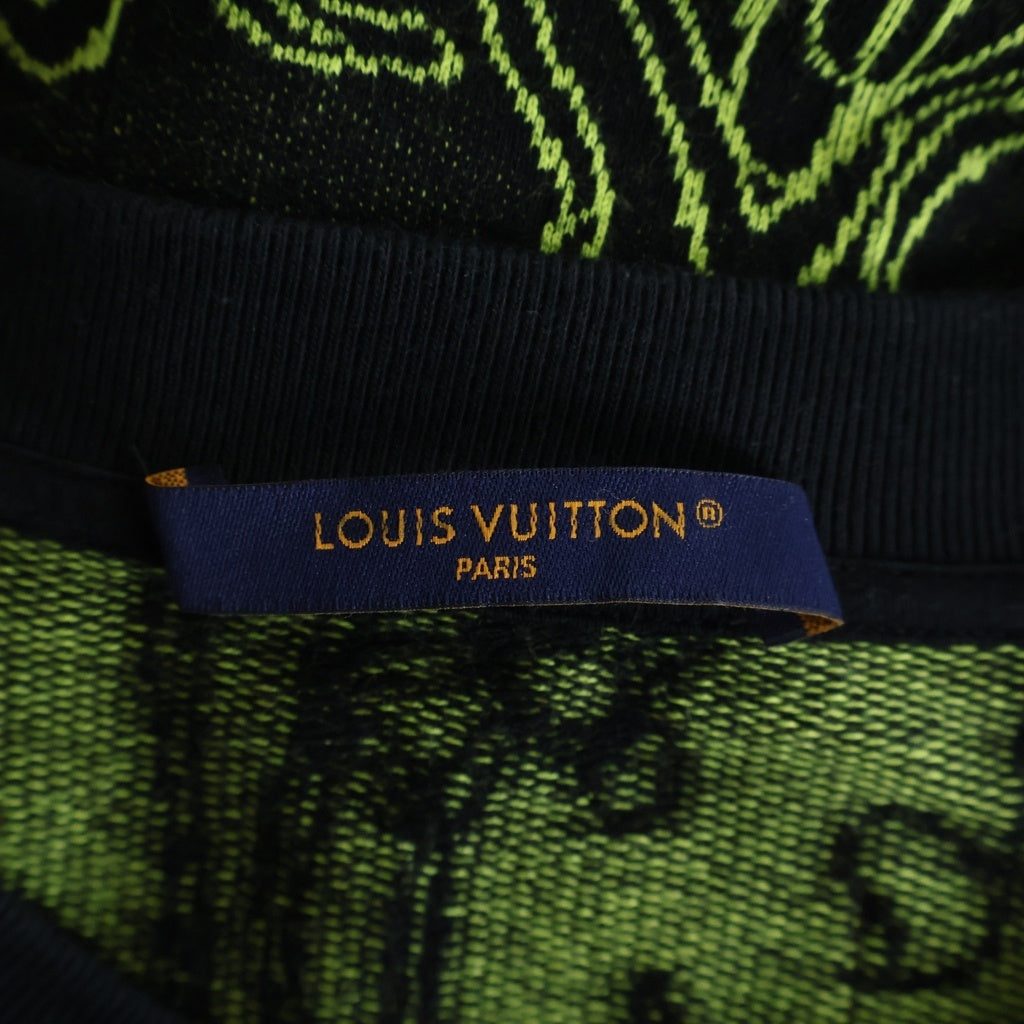 LOUIS VUITTON(ルイヴィトン) ウェイビーモノグラム 長袖 クルーネック ニット セーター 総柄 ブラック/イエロー RM232M Z64 HPY11W