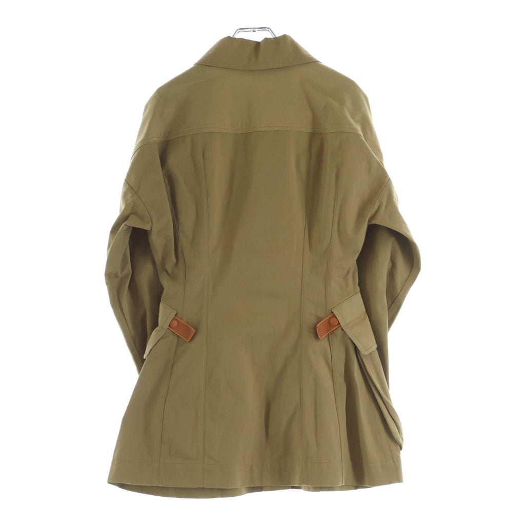 LOEWE(ロエベ) Belted Safari Jacket ベルテッドサファリジャケット コットンキャンバス 比翼 レザー ベージュ D2197090PA レディース