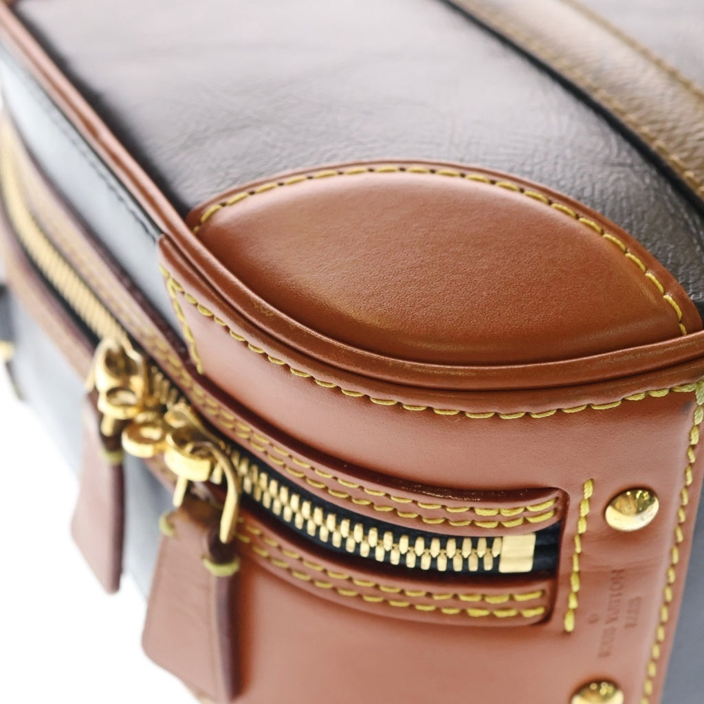 LOUIS VUITTON(ルイヴィトン) ヴァリゼットPM モノグラムリバース PVC レザー 2WAY ハンド ショルダーバッグ ゴールド金具 ネイビー/ブラウン M53782 レディース