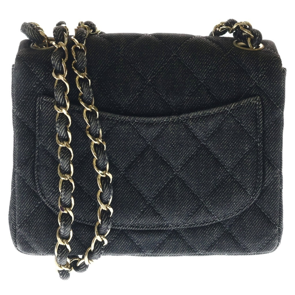 CHANEL(シャネル) ミニマトラッセ 17 チェーンショルダーミニバッグ ブラック デニム ゴールド金具 レディース