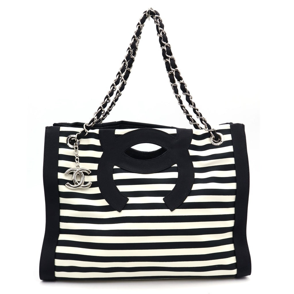 CHANEL(シャネル) クルーズライン チェーンショルダーバッグ ハンドバッグ ブラック ボーダー A47944 シルバー金具 レディース