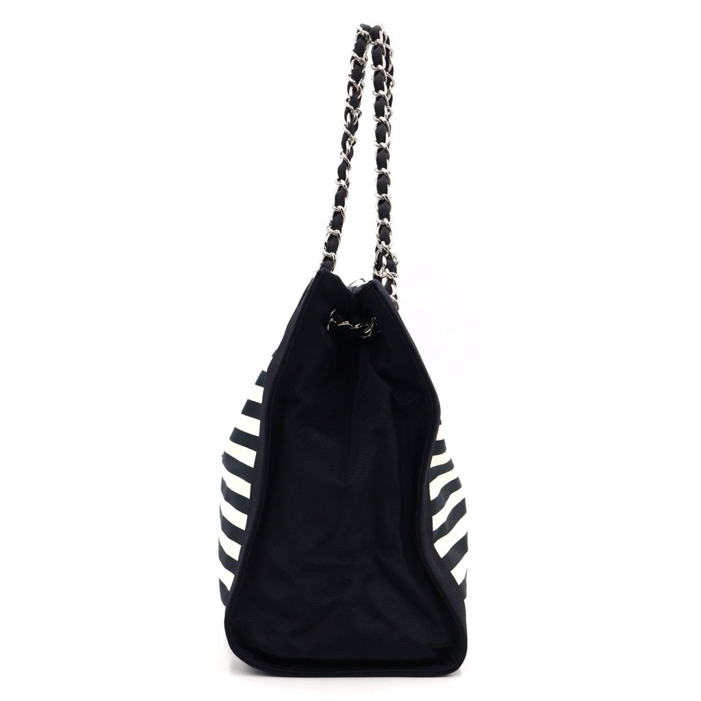 CHANEL(シャネル) クルーズライン チェーンショルダーバッグ ハンドバッグ ブラック ボーダー A47944 シルバー金具 レディース