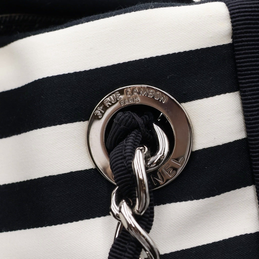 CHANEL(シャネル) クルーズライン チェーンショルダーバッグ ハンドバッグ ブラック ボーダー A47944 シルバー金具 レディース