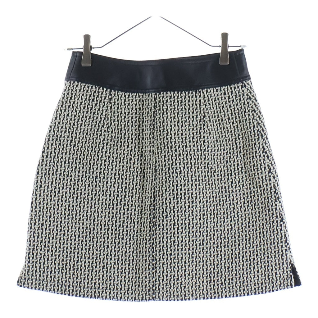 LOUIS VUITTON(ルイヴィトン) 23AW ウール レザー切替 裏地モノグラム ツイードスカート ブラック ホワイト RW232W AIH FPSK33 レディース