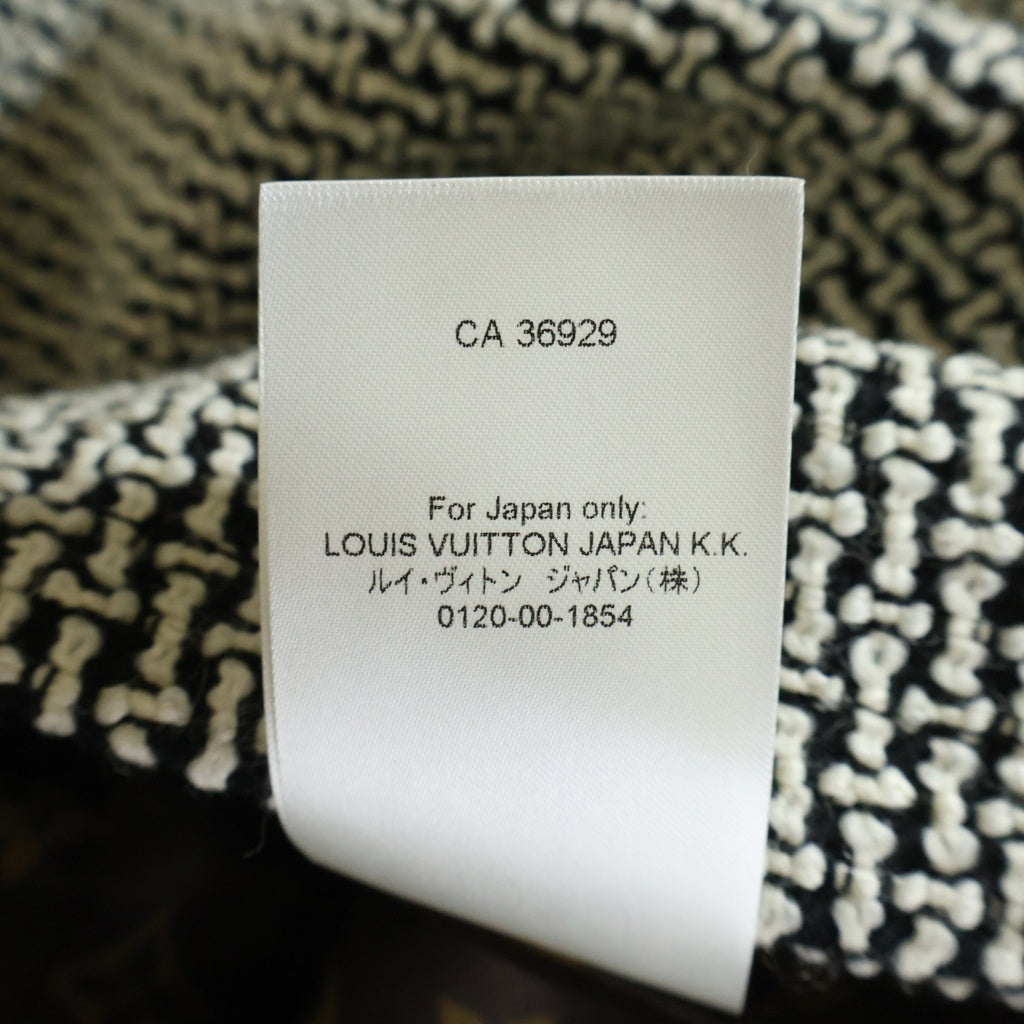LOUIS VUITTON(ルイヴィトン) 23AW ウール レザー切替 裏地モノグラム ツイードスカート ブラック ホワイト RW232W AIH FPSK33 レディース