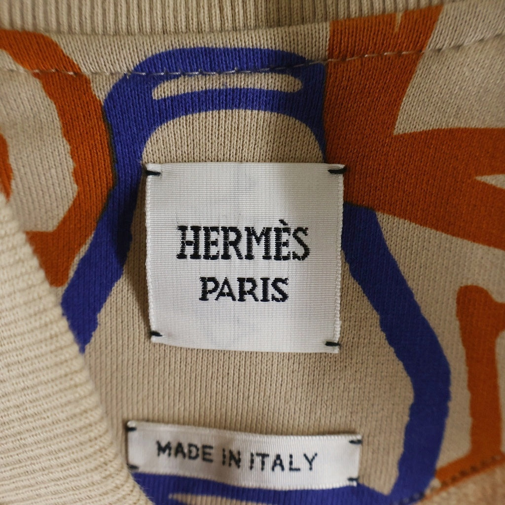 HERMES(エルメス) 23SS Fantaisie d'Etriers 柄プリント コットン ジップアップ ジャケット ブルゾン ベージュ レディース 3E4201DI