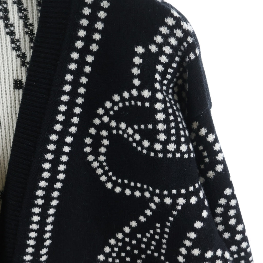 HERMES(エルメス) 23SS Brides de Gala ブリッド ドゥ 柄 ジャガード総柄 カシミヤ ニット カーディガン ブラック 3E2711D8 レディース
