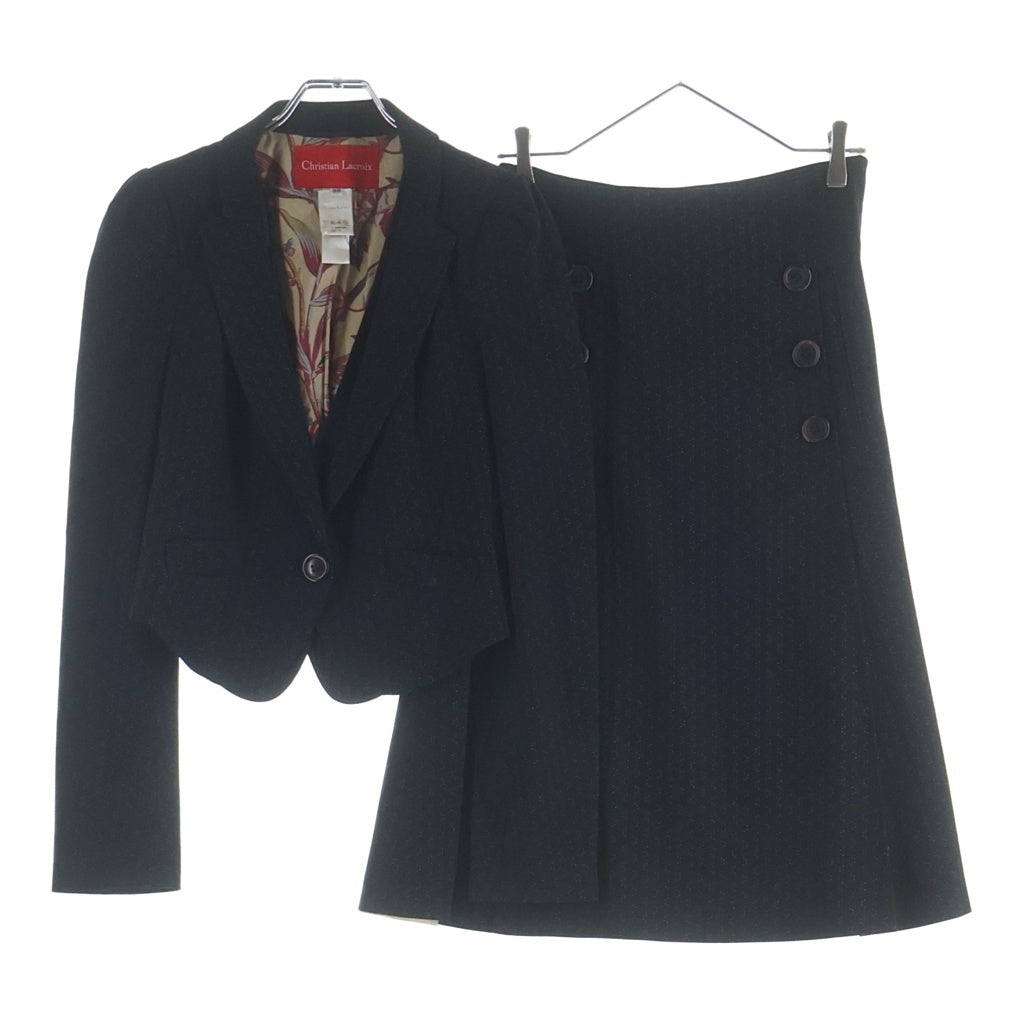 Christian Lacroix(クリスチャンラクロワ) ドット柄 セットアップ ベストドッキングテーラードジャケット ロングスカート ブラック レディース