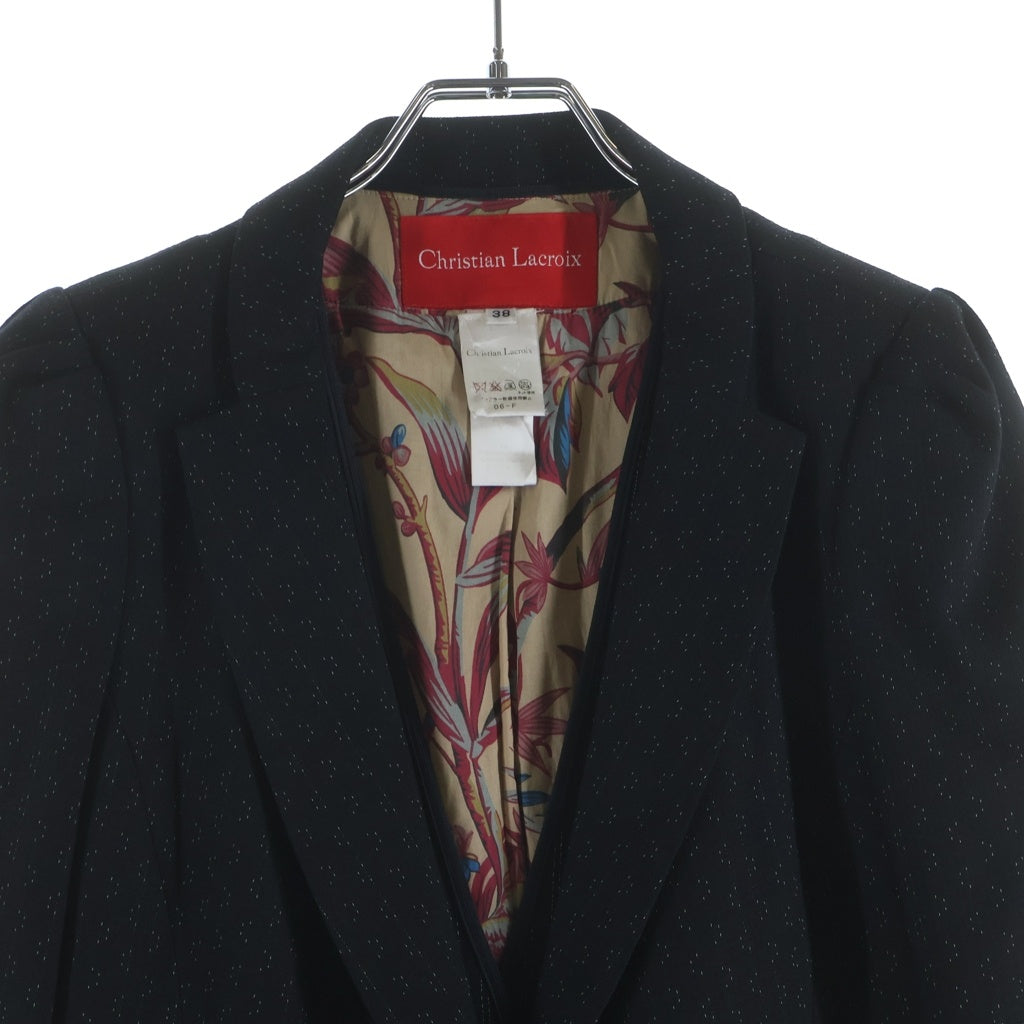 Christian Lacroix(クリスチャンラクロワ) ドット柄 セットアップ ベストドッキングテーラードジャケット ロングスカート ブラック レディース