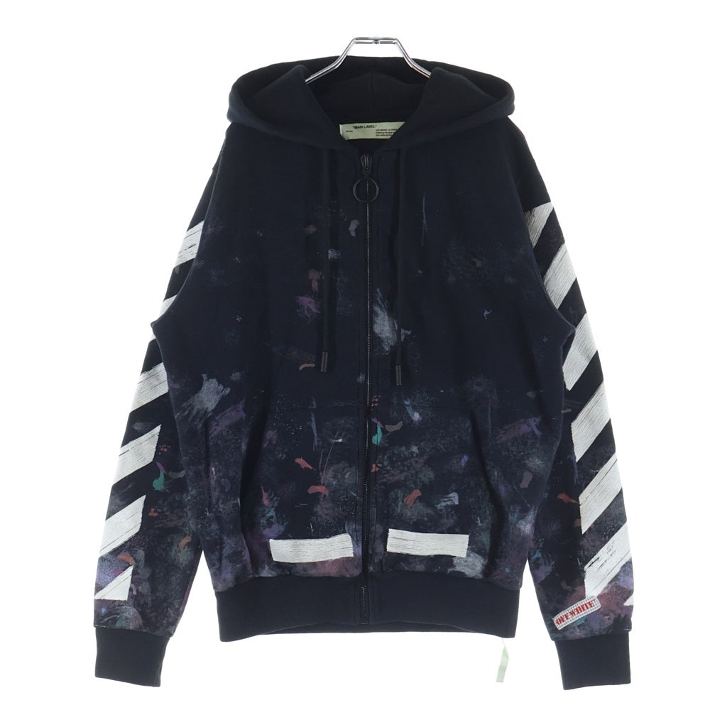 OFF-WHITE(オフホワイト) 17AW Diag Galaxy Brushed Zip Hoodie ダイアグ ギャラクシー ブラッシュド ジップアップ スウェットパーカー フーディー ブラック OMBB003F17619030 レディース