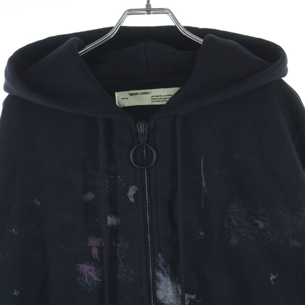 OFF-WHITE(オフホワイト) 17AW Diag Galaxy Brushed Zip Hoodie ダイアグ ギャラクシー ブラッシュド ジップアップ スウェットパーカー フーディー ブラック OMBB003F17619030 レディース