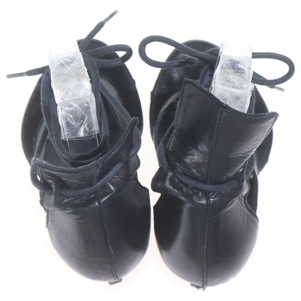 ANN DEMEULEMEESTER(アンドゥムルメステール) GLOVE NERO レースアップ ウェッジソールレザーサンダル ミュール ハイヒール ブラック レディース