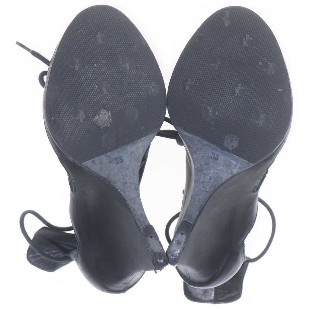 ANN DEMEULEMEESTER(アンドゥムルメステール) GLOVE NERO レースアップ ウェッジソールレザーサンダル ミュール ハイヒール ブラック レディース