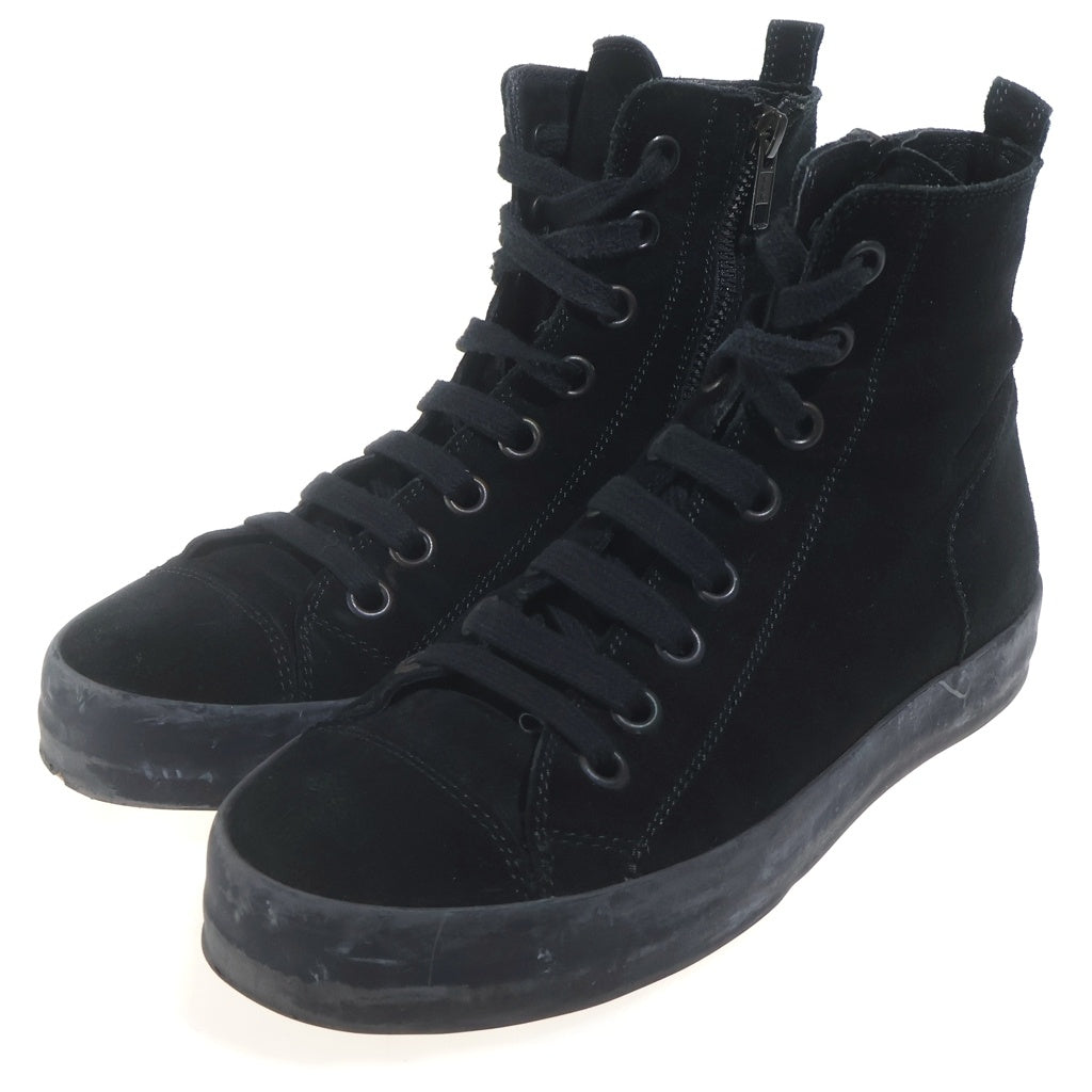 ANN DEMEULEMEESTER(アンドゥムルメステール) BOZO NERO 8ホール スエードハイカットスニーカー シューズ サイドジップ ブラック レディース
