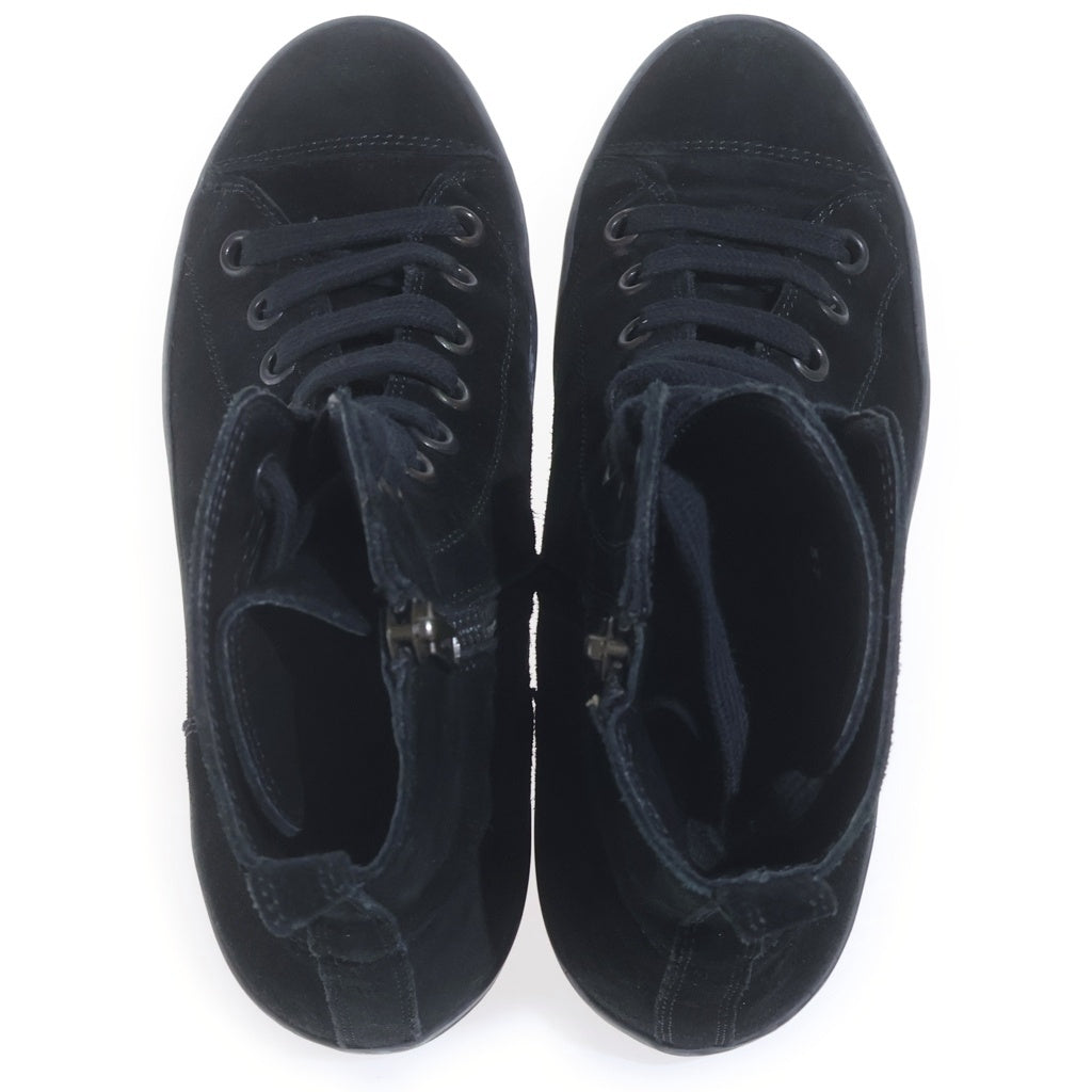 ANN DEMEULEMEESTER(アンドゥムルメステール) BOZO NERO 8ホール スエードハイカットスニーカー シューズ サイドジップ ブラック レディース