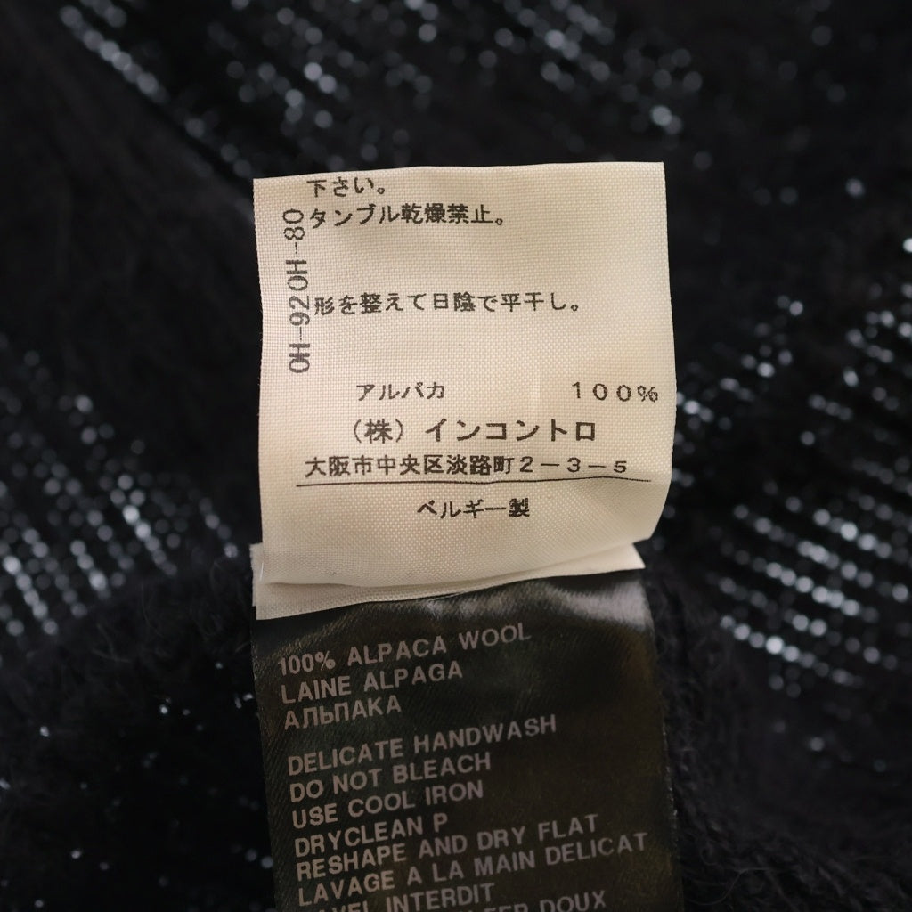 ANN DEMEULEMEESTER(アンドゥムルメステール) 10s インコントロ期 フーデッドニットポンチョ フード アルパカ ブラック 352-21-95011 レディース