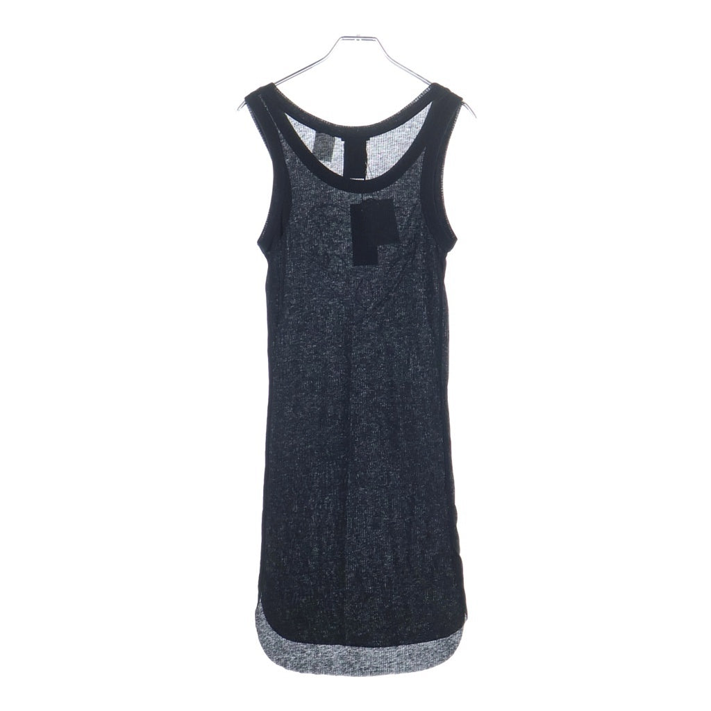 ANN DEMEULEMEESTER(アンドゥムルメステール) 05SS RE-EDITION ハートプリント ノースリーブリブワンピース ロング丈 カットソー リヨセル コットン ブラック レディース