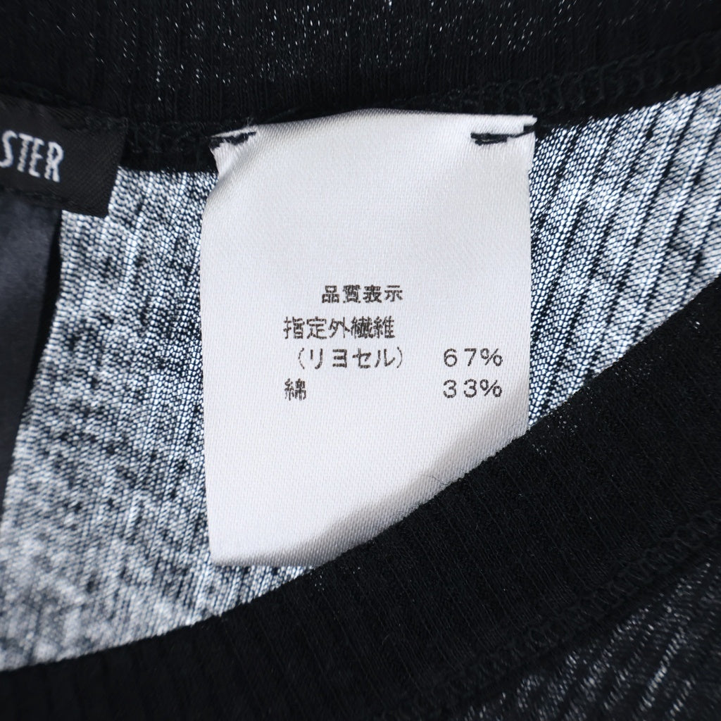 ANN DEMEULEMEESTER(アンドゥムルメステール) 05SS RE-EDITION ハートプリント ノースリーブリブワンピース ロング丈 カットソー リヨセル コットン ブラック レディース