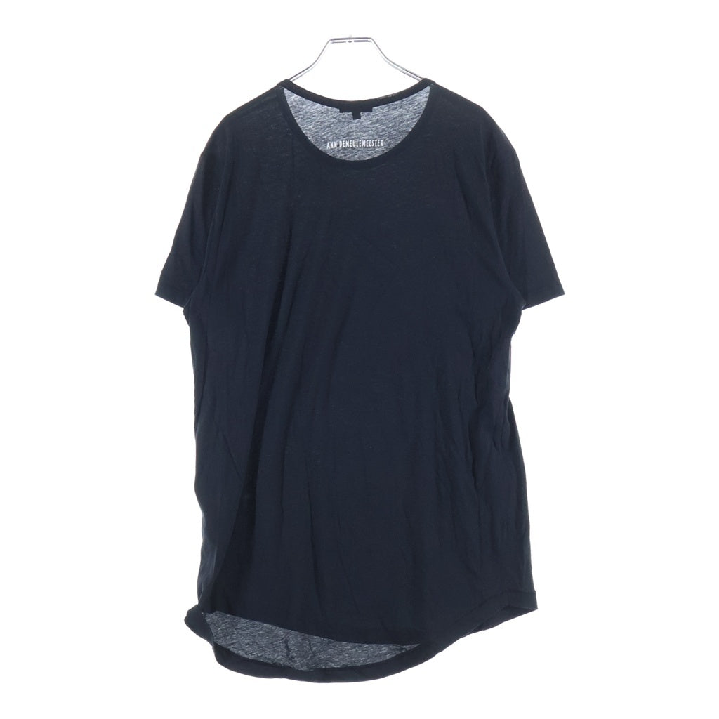 ANN DEMEULEMEESTER(アンドゥムルメステール) 10s バックロゴ 半袖Tシャツ カットソー コットン 両面プリント コロネット ブラック レディース