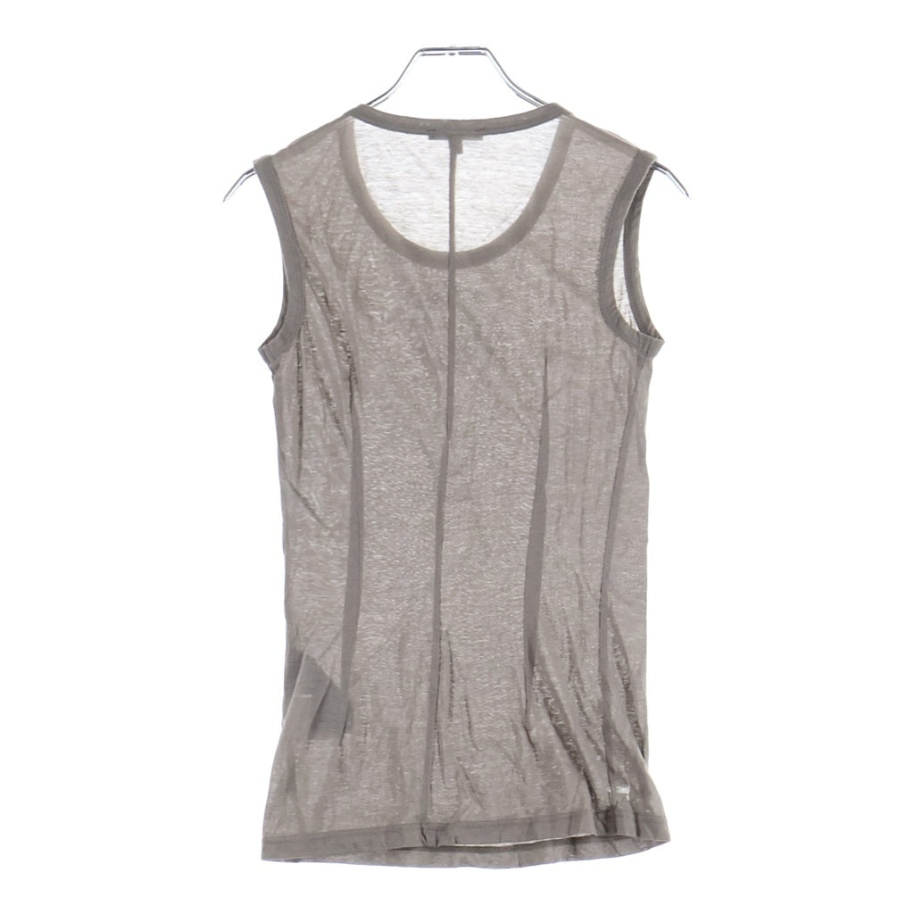 ANN DEMEULEMEESTER(アンドゥムルメステール) 00s 本人期 プリントノースリーブトップス タンクトップ ハサミ コットン オリゾンティ ブラウン レディース