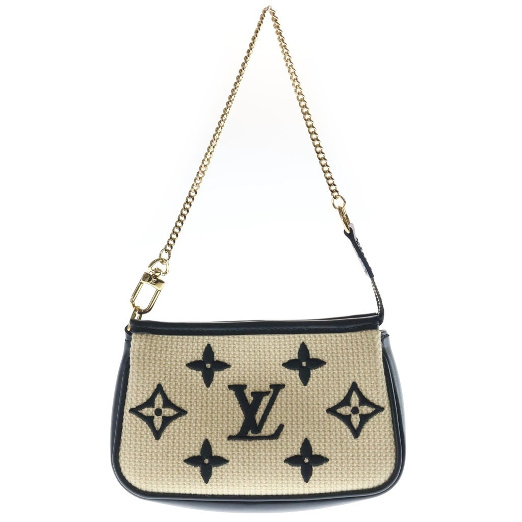 LOUIS VUITTON(ルイヴィトン) モノグラム バイ ザ プール ミニ ポシェット アクセソワール アクセサリーポーチ ハンドバッグ ゴールド金具 ベージュ/ブラック M82472 レディース