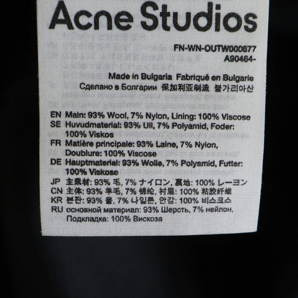 Acne Studios(アクネ ストゥディオズ) 22AW Pernell Neck Oversized Wool Coat ファンネルネック オーバーサイズド ウールコート ブラック FN-WN-OUTW000677 レディース