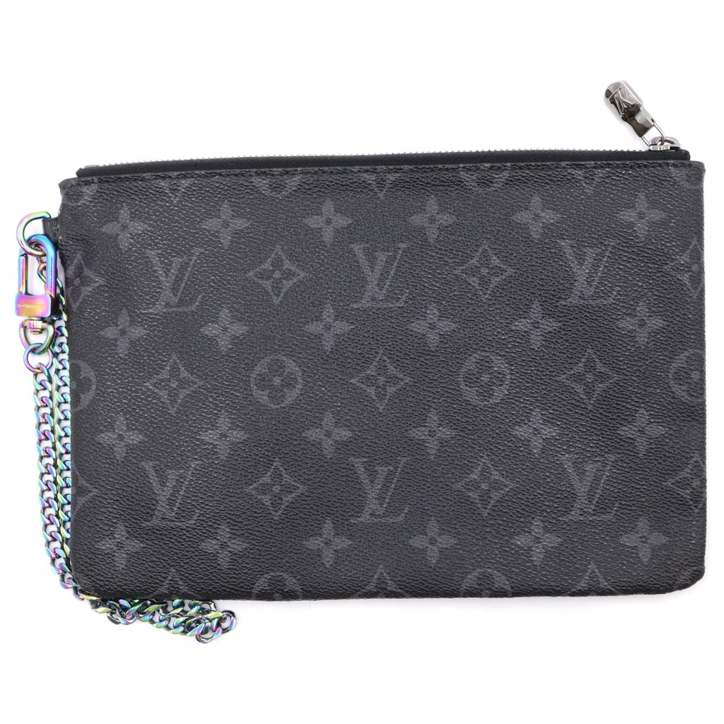 LOUIS VUITTON(ルイヴィトン) モノグラムエクリプス フラッシュ フラグメント iPadケース ポーチ クラッチバッグ ブラック PVC M64449 ブラック金具 レディース