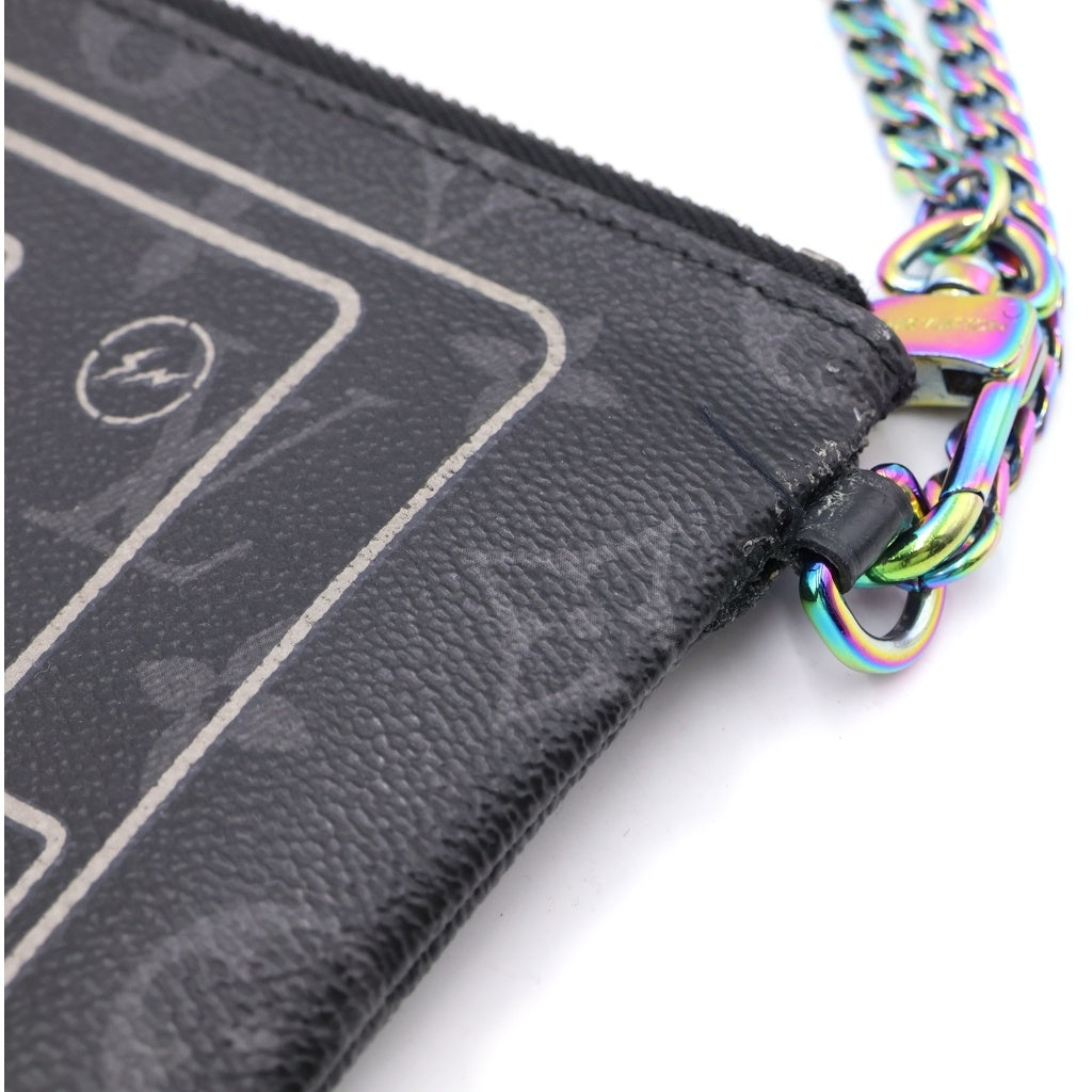 LOUIS VUITTON(ルイヴィトン) モノグラムエクリプス フラッシュ フラグメント iPadケース ポーチ クラッチバッグ ブラック PVC M64449 ブラック金具 レディース