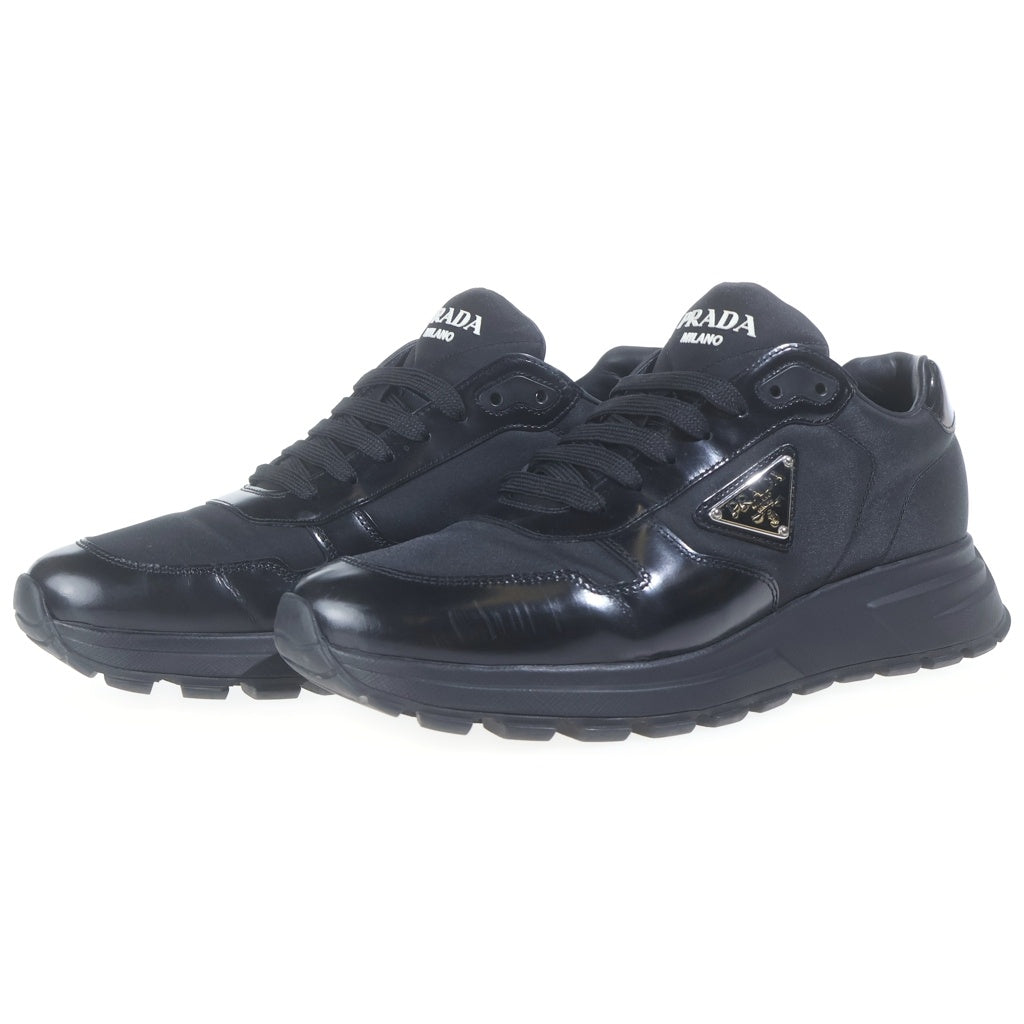PRADA(プラダ) トライアングル レースアップ スニーカー ブラック レザー #9 2EE369