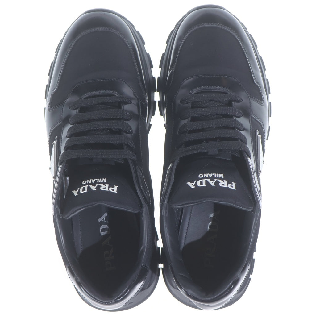 PRADA(プラダ) トライアングル レースアップ スニーカー ブラック レザー #9 2EE369