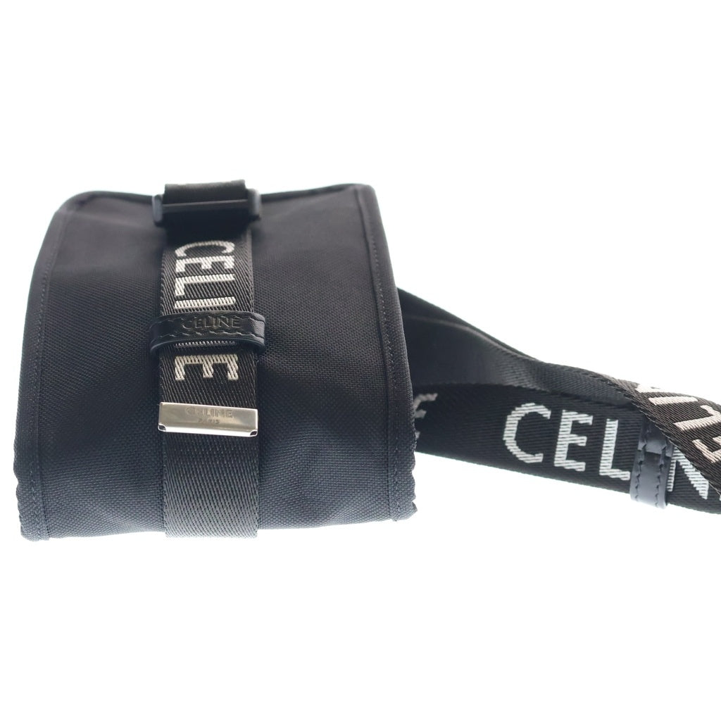 CELINE(セリーヌ) トレッキング モバイルポーチ ナイロン レザー ショルダーバッグ シルバー金具 ブラック レディース