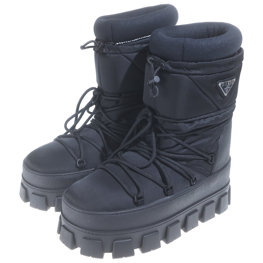PRADA(プラダ) Re-Nylon GABARDINE APRES-SKI リナイロン ギャバジン アプレスキーブーツ アフタースキー ロングブーツ トライアングルロゴ ブラック 2U007N_3LFV_F0002_F_040