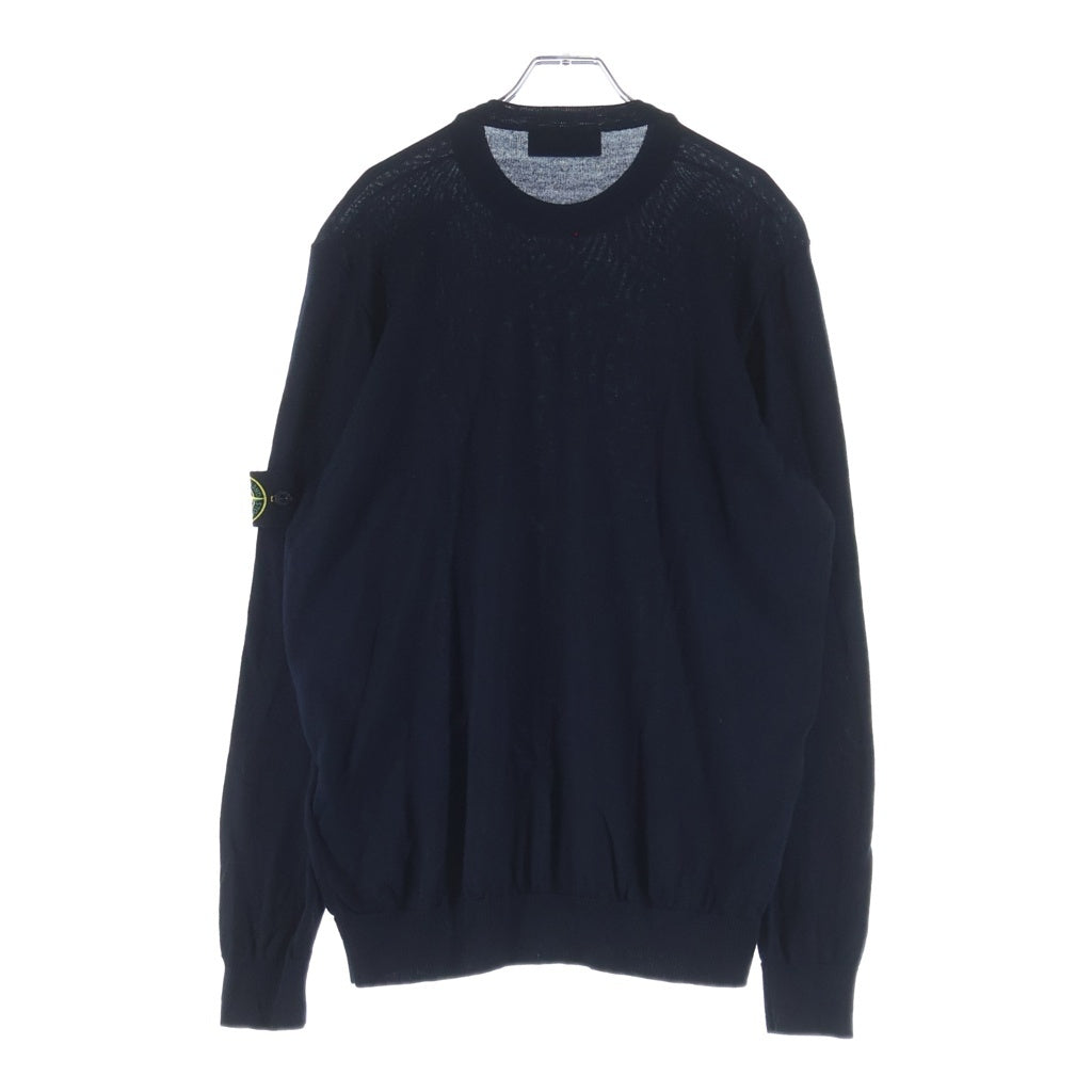 STONE ISLAND(ストーンアイランド) ロゴパッチ クルーネック ウール 長袖 ニット セーター ブラック K2S155100071S00C4