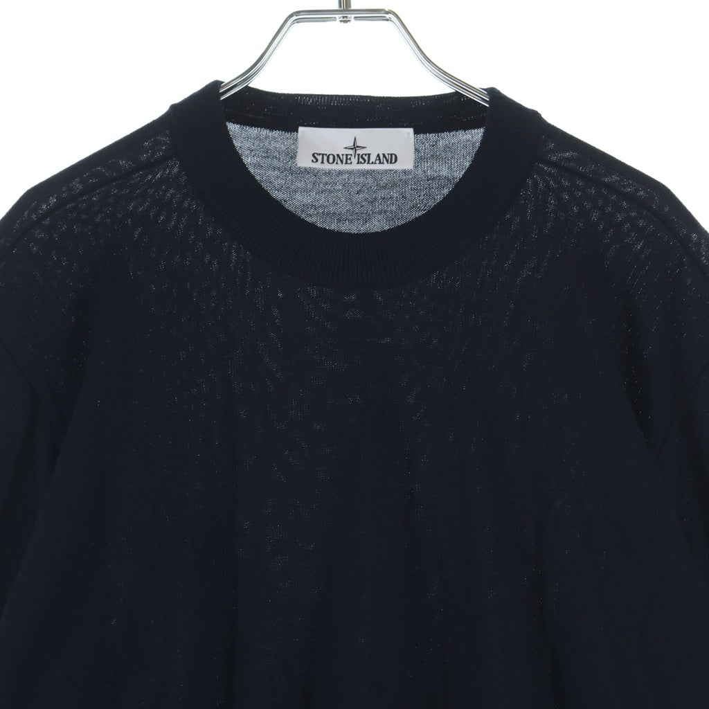 STONE ISLAND(ストーンアイランド) ロゴパッチ クルーネック ウール 長袖 ニット セーター ブラック K2S155100071S00C4
