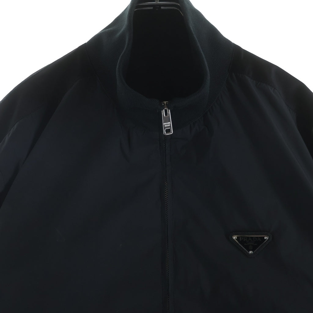 PRADA(プラダ) トライアングルロゴプレート シルクブレンド ナイロン ジップアップジャケット ブルゾン ブラック SGC469