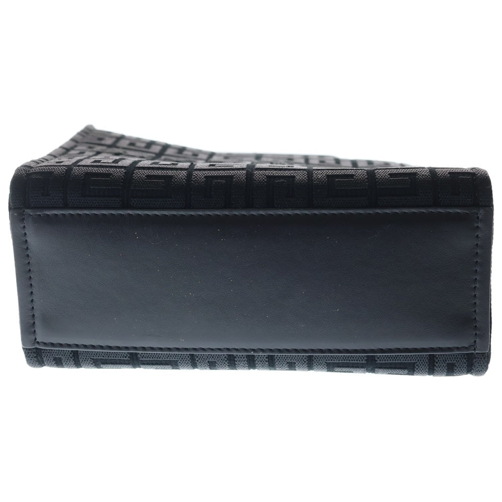 GIVENCHY(ジバンシィ) 4G 総柄ジャガード ロゴ刺繍 キャンバス レザー 2WAY ハンド ショルダーバッグ ゴールド金具 ブラック レディース