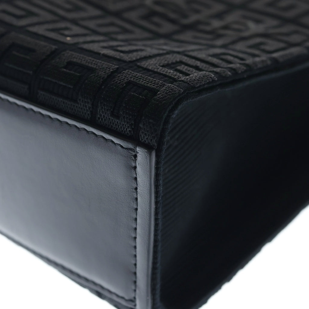 GIVENCHY(ジバンシィ) 4G 総柄ジャガード ロゴ刺繍 キャンバス レザー 2WAY ハンド ショルダーバッグ ゴールド金具 ブラック レディース
