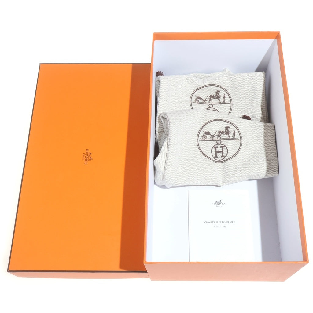 HERMES(エルメス) エスパドリーユ アンティグア サンダル シェーヴル ヴェロア ロープソール Hロゴ ベージュ H231001ZH1J420