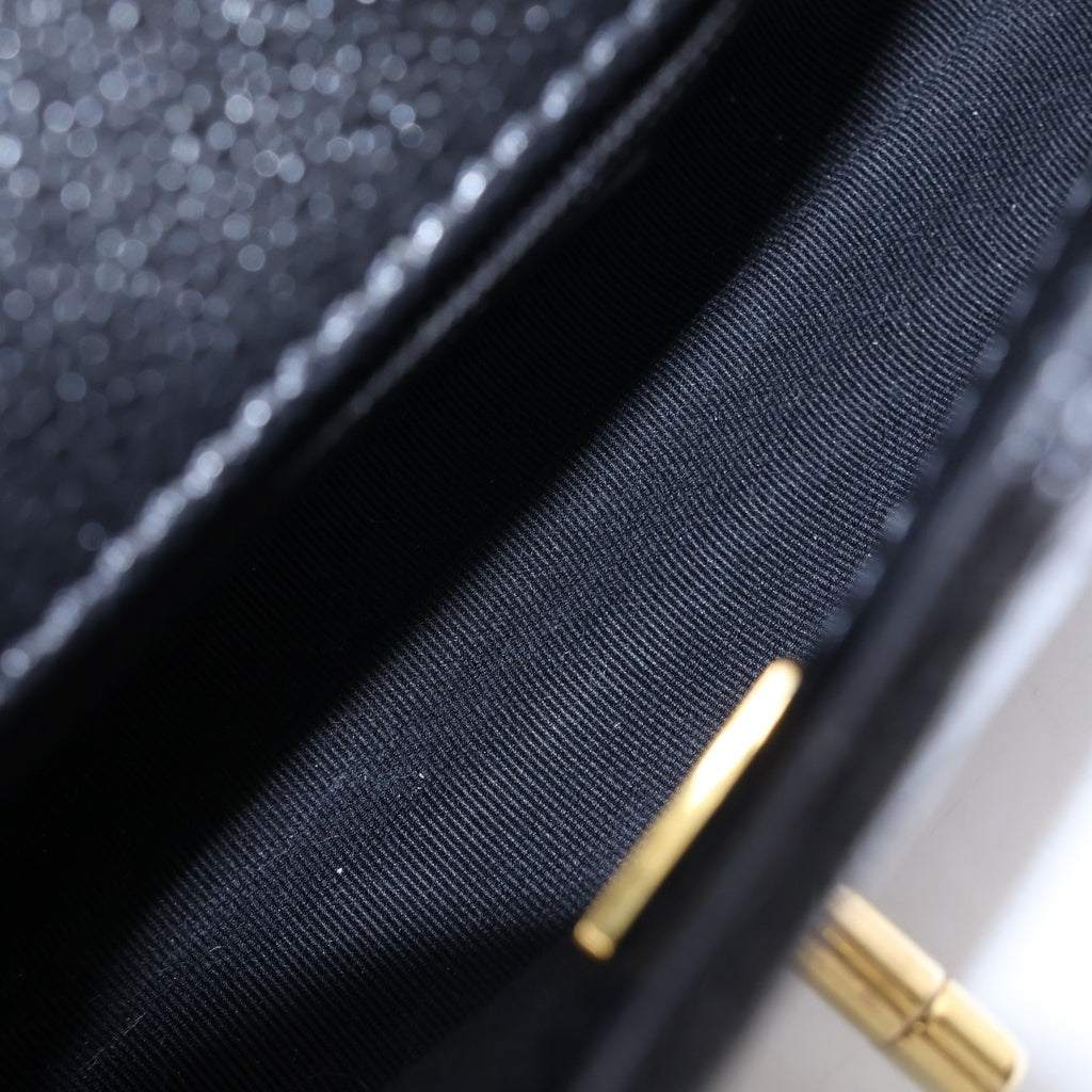 CHANEL(シャネル) ミニマトラッセ トップハンドル キャビアスキン レザー 2WAY ハンド チェーンショルダーバッグ ゴールド金具 ブラックプレート レディース