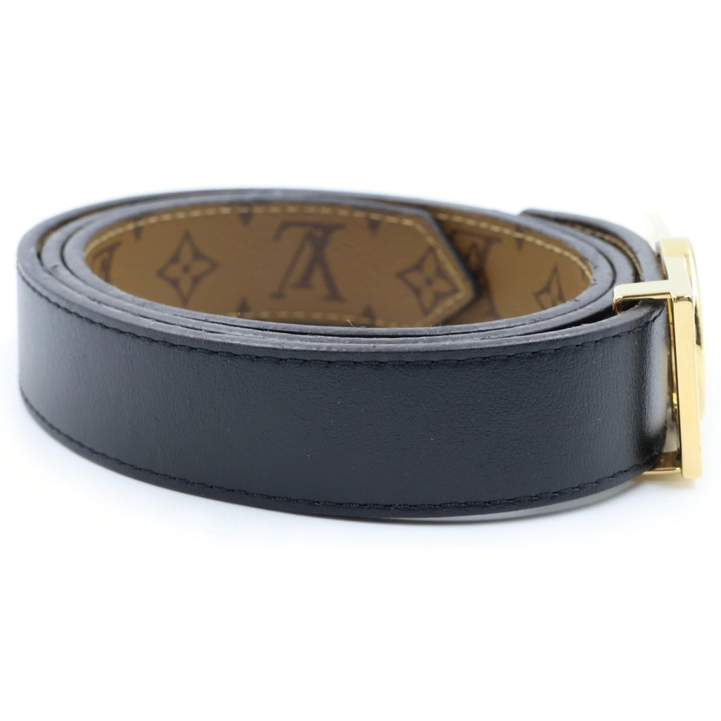 LOUIS VUITTON(ルイヴィトン) ドーフィーヌ 25MM リバーシブル モノグラム レザー ベルト ブラック/ブラウン ゴールド金具 M0203 レディース