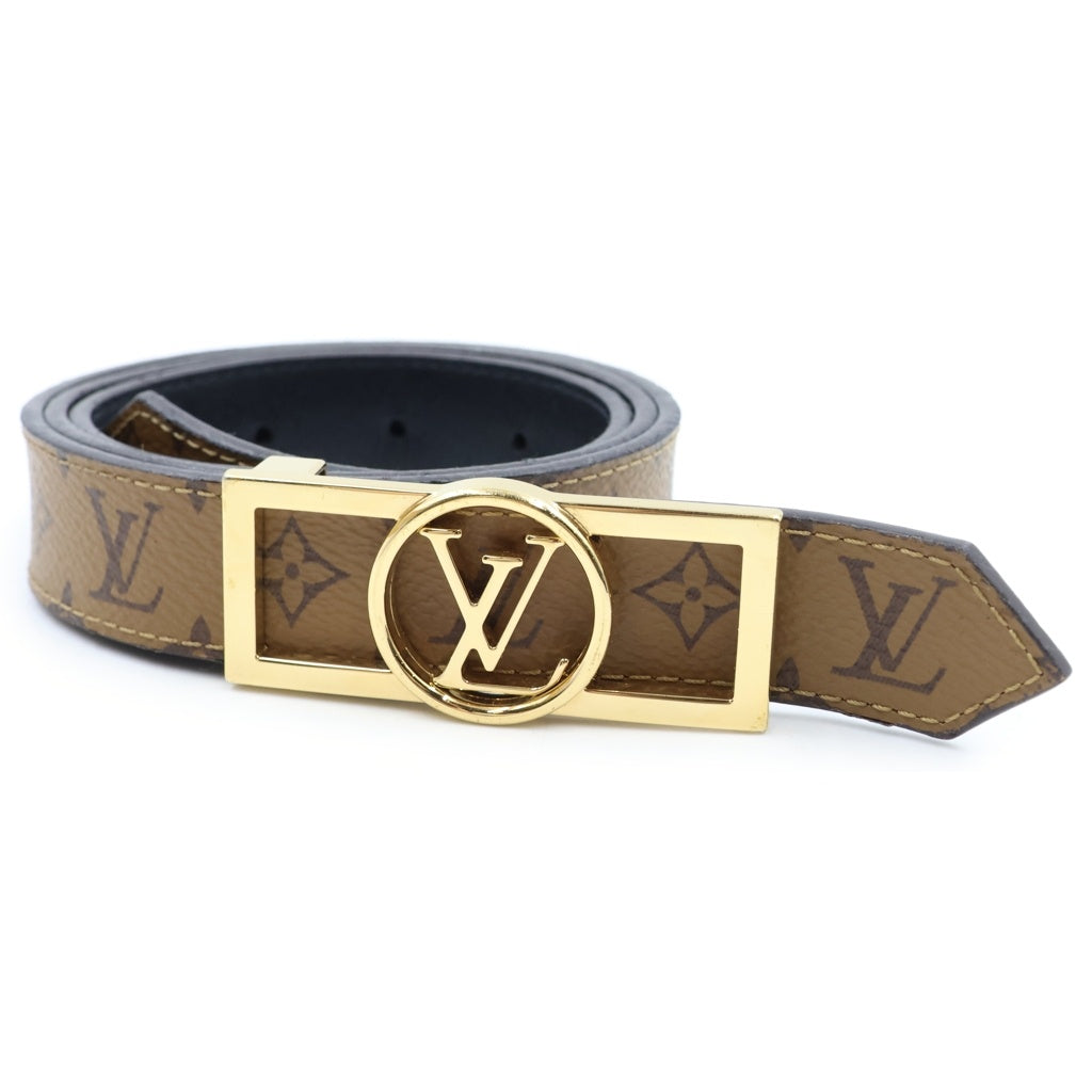 LOUIS VUITTON(ルイヴィトン) ドーフィーヌ 25MM リバーシブル モノグラム レザー ベルト ブラック/ブラウン ゴールド金具 M0203 レディース