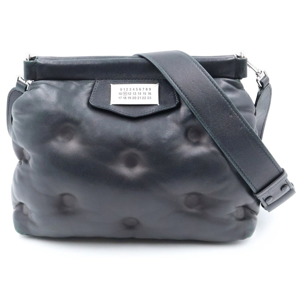 Maison Margiela(メゾンマルジェラ) グラムスラム スモール レザー ショルダーバッグ シルバー金具 ブラック レディース