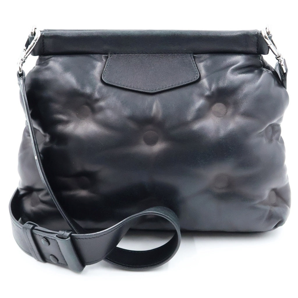 Maison Margiela(メゾンマルジェラ) グラムスラム スモール レザー ショルダーバッグ シルバー金具 ブラック レディース