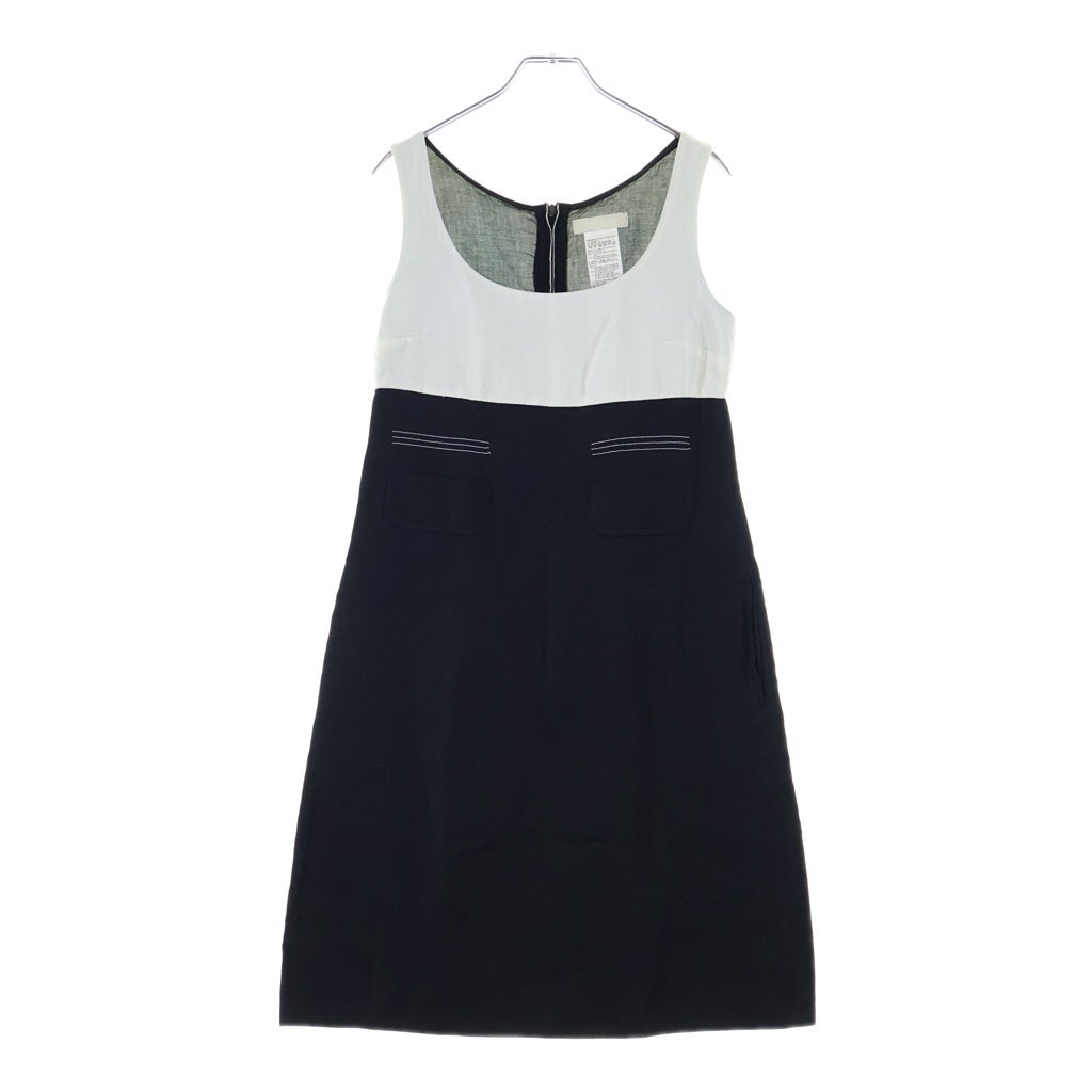 S MAX MARA(エス マックスマーラ) バイカラー バックジップデザイン ノースリーブワンピース ドレス リネン 92211392 ブラック/ホワイト レディース